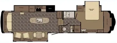41' 2015 Crossroads Redwood 38GK w/3 Slides Floorplan