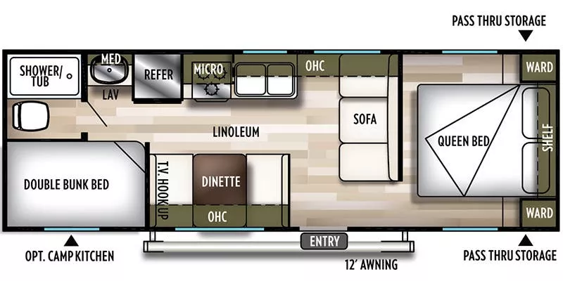 29' 2019 Forest River Wildwood X-Lite 261BHXL - Bunk House Floorplan