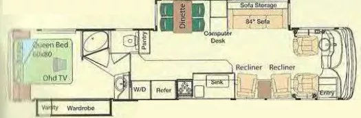 40' 2005 Alfa See-Ya 40FD 1004 350hp Caterpillar w/2 Slides Floorplan