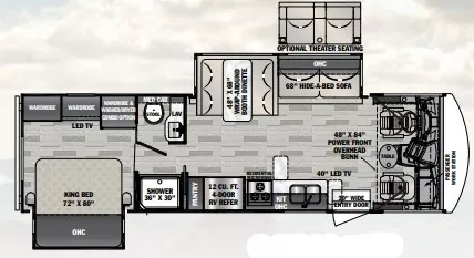 32' 2021 Forest River Fr3 30DS w/2 Slides Floorplan