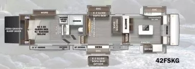 45' 2021 Forest River Riverstone Legacy 42FSKG w/5 Slides & Generator  - Toy Hauler Floorplan