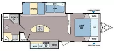31' 2013 Dutchmen Coleman Explorer 271RB w/2 Slides Floorplan