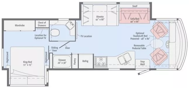 33' 2017 Winnebago Sunstar 32Y w/2 Slides Floorplan