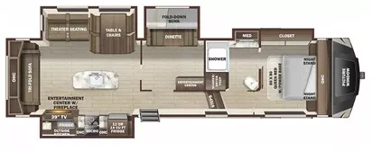 39' 2021 Highland RV Silverstar Xlt 354MBH w/3 Slides Floorplan