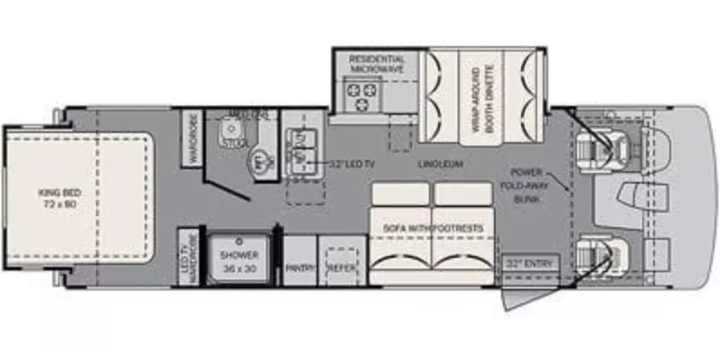 30' 2016 Forest River Fr3 28DS w/2 Slides Floorplan