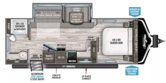 29' 2021 Grand Design Imagine 2600RB w/Slide Floorplan