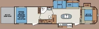 39' 2015 K-Z Sportsmen Sportster 355TH w/3 Slides - Toy Hauler Floorplan