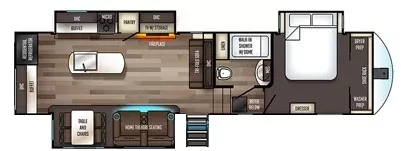 36' 2020 Forest River Sabre 31IKT w/3 Slides Floorplan