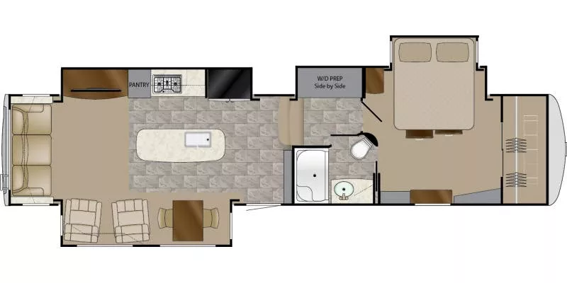 40' 2017 Heartland Landmark 365 OSHKOSH w/4 Slides Floorplan