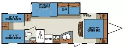 33' 2014 Kz Sportsmen 314BH w/Slide - Bunk House Floorplan