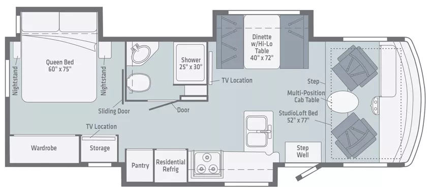 29' 2020 Winnebago Intent 28Y w/3 Slides Floorplan