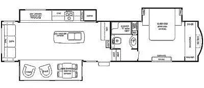 39' 2015 Forest River Cedar Creek Hathaway 36CKTS w/3 Slides Floorplan