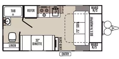 21' 2015 Forest River Flagstaff Micro Lite 19FD - Bunk House Floorplan