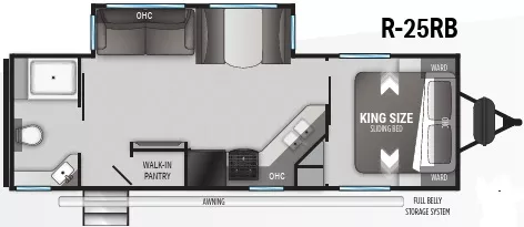30' 2021 Cruiser RV Radiance 25RB w/Slide Floorplan