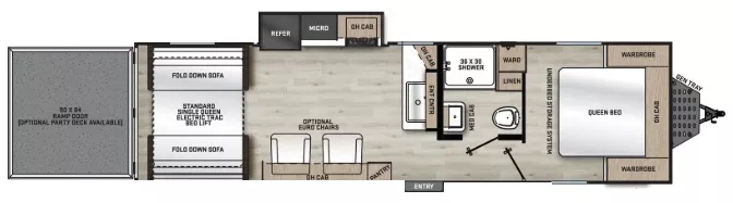 33' 2021 Coachmen Catalina Trailblazer 28THS w/Slide - Toy Hauler Floorplan
