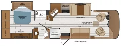 34' 2023 Fleetwood Pace Arrow 33D 300hp Cummins w/2 Slides Floorplan