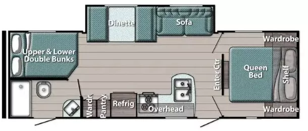 29' 2023 Gulf Stream Ameri Lite 268BH w/Slide - Bunk House Floorplan