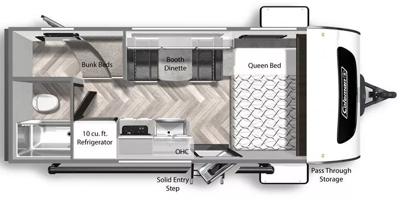 21' 2022 Dutchmen Coleman Rubicon M-1628BH - Bunk House Floorplan