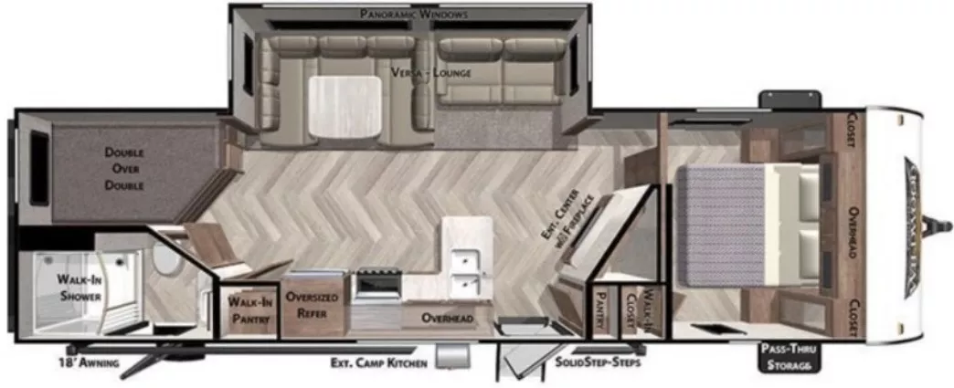 33' 2022 Forest River Wildwood 26DBUD w/Slide - Bunk House Floorplan