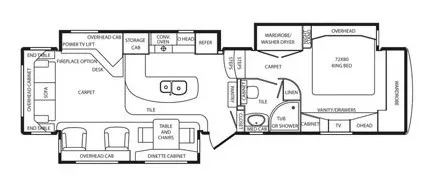 39' 2014 Drv Mobile Suites 38TKSB3 w/3 Slides Floorplan