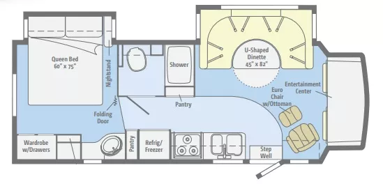 29' 2011 Winnebago Aspect 28B w/2 Slides Floorplan