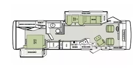 33' 2012 Tiffin Allegro 32CA w/3 Slides Floorplan
