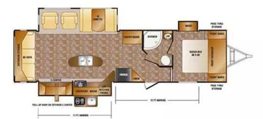 34' 2013 Crossroads Sunset Trail 32RL w/3 Slides Floorplan