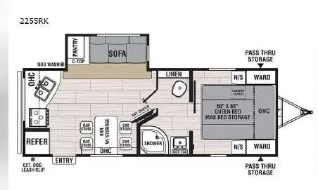 25' 2020 Coachmen Spirit Ultra Lite 2255RK w/Slide Floorplan