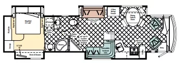 42' 2010 Winnebago Tour 42AD 400hp Cummins w/4 Slides Floorplan