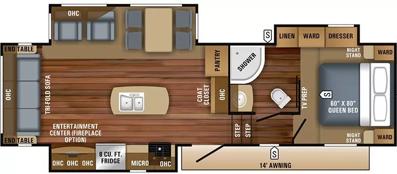 32' 2018 Jayco Eagle Ht 28.5 RSTS w/3 Slides Floorplan