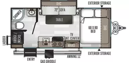 20' 2020 Forest River Rockwood Geo Pro G19FBS w/Slide Floorplan