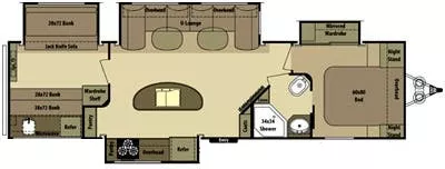 36' 2015 Highland RV Open Range Roamer 310BHS w/4 Slides - Bunk House Floorplan
