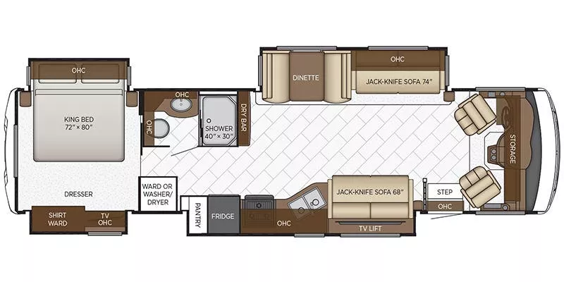 36' 2020 Newmar Baystar 3626 w/4 Slides Floorplan