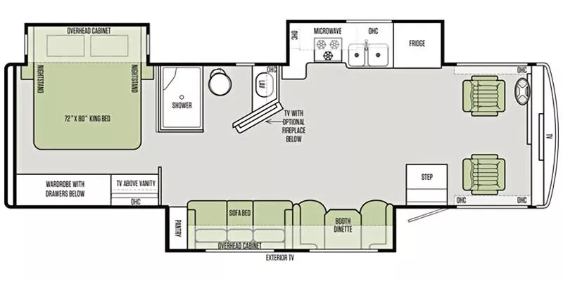 31' 2017 Tiffin Allegro Open Road 31MA w/3 Slides Floorplan