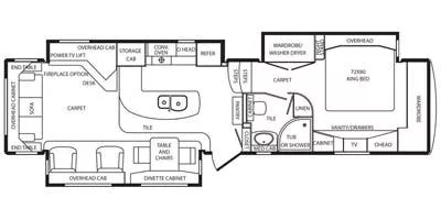 38' 2013 Drv Mobile Suites 38TKSB3 w/4 Slides Floorplan