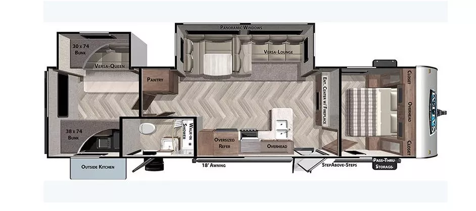 36' 2020 Forest River Salem 32BHDS w/2 Slides Floorplan