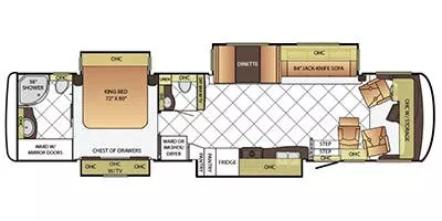 39' 2015 Newmar Canyon Star 3953 w/4 Slides Floorplan