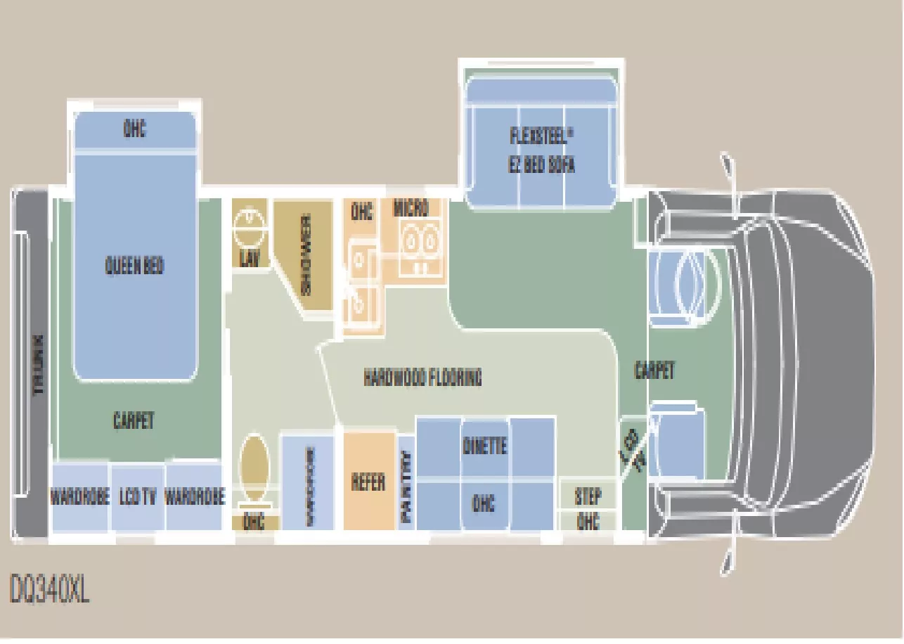 35' 2008 Dynamax Dynaquest 340XL w/2 Slides Floorplan