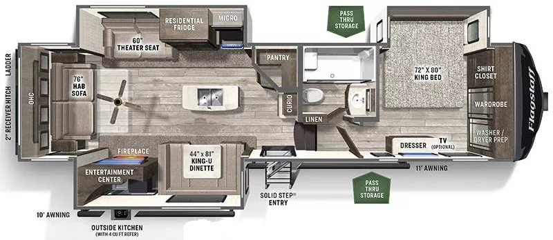 37' 2022 Forest River Flagstaff Classic 8529CSB w/3 Slides Floorplan
