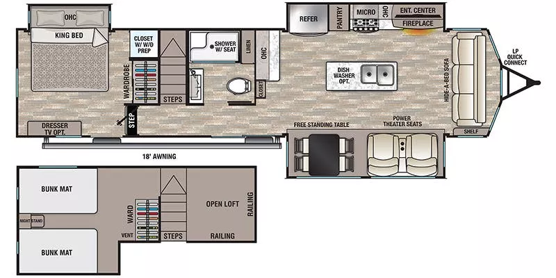 40' 2021 Forest River Cedar Creek Cottage 40 CDL w/3 Slides - Bunk House Floorplan