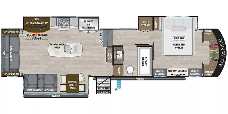 37' 2022 Alliance RV Paradigm 34 w/3 Slides Floorplan