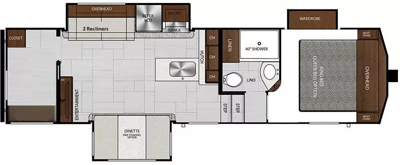 33' 2019 Forest River Impression 28BHS w/3 Slides Floorplan