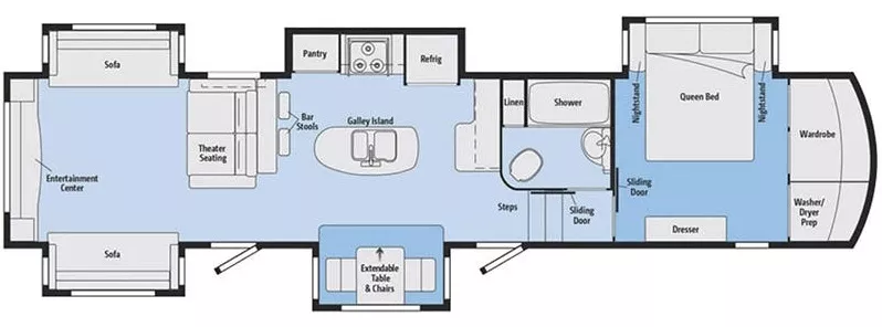 42' 2017 Winnebago Destination 37RD w/5 Slides Floorplan