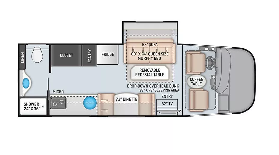 26' 2023 Thor Axis 24.3 w/Slide Floorplan