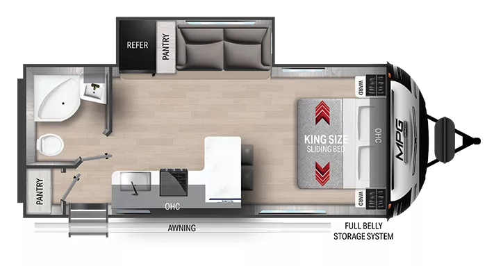 26' 2021 Cruiser RV Ultra Lite Series 2120RB w/Slide Floorplan