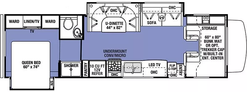 32' 2021 Forest River Sunseeker Classic 3010DS w/2 Slides Floorplan