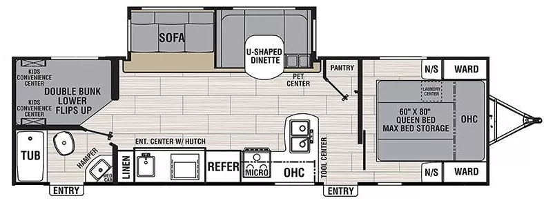 33' 2022 Coachmen Northern Spirit 2963BH w/Slide - Bunk House Floorplan