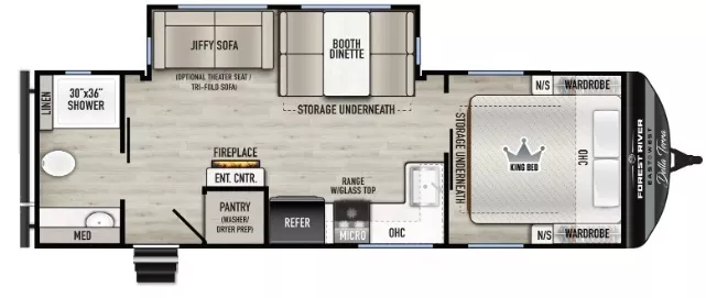 30' 2025 Forest River East To West Della Terra 261RB w/Slide Floorplan