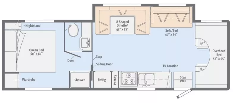 32' 2015 Winnebago Minnie Winnie 31K w/Slide Floorplan