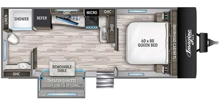 26' 2022 Grand Design Imagine Xls 22RBE w/Slide Floorplan